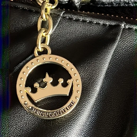 Juicy Couture | Black Wristlet Clutch | OS | NWT | Gold Crown Metal Emblem - Picture 7 of 8